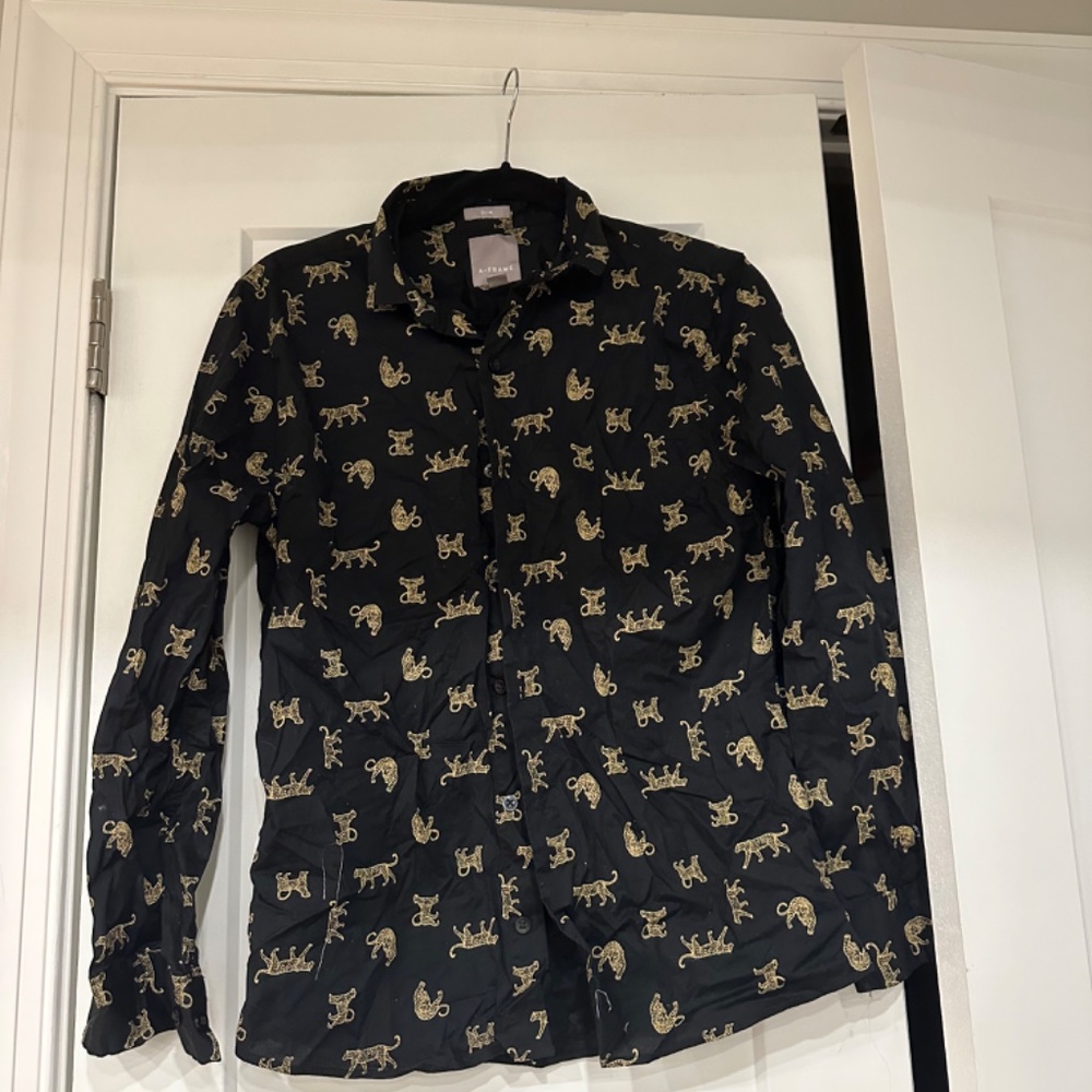 A-Frame stretch tiger print black shirt